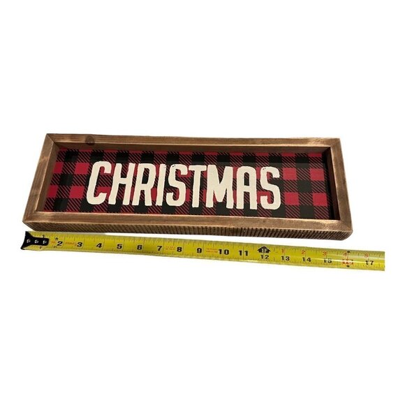 Christmas Buffalo Checked 15 inch Sign READ Red Black Free Stand or Hang Rustic - Picture 8 of 11